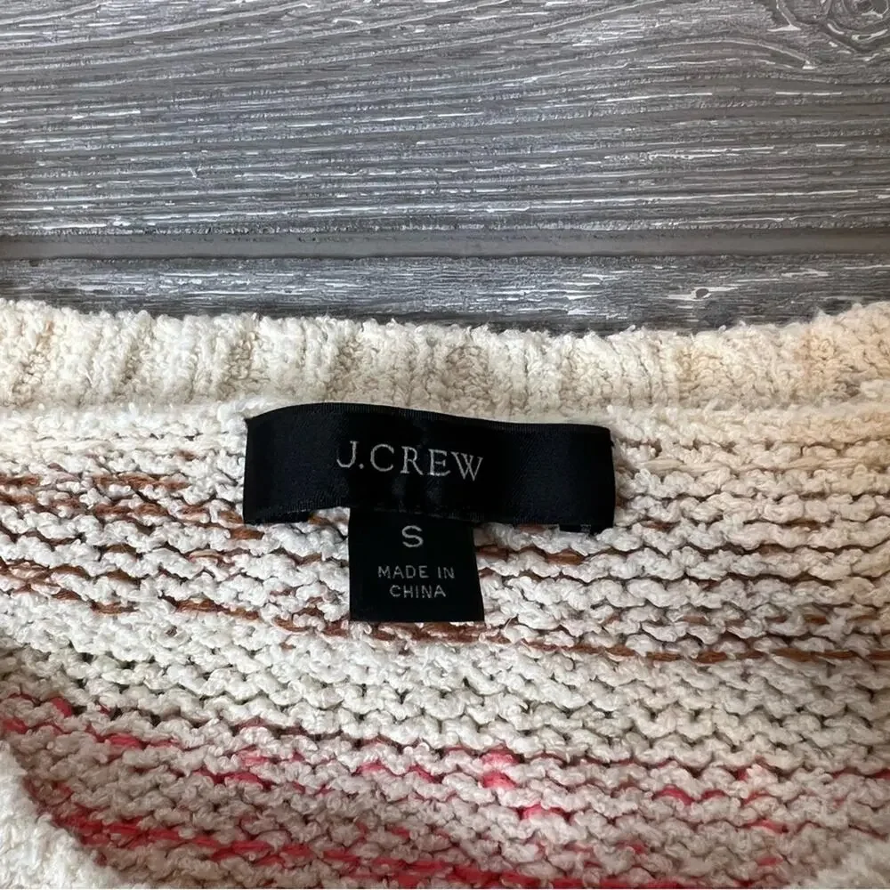 J. Crew Bouclé crewneck sweater in wide stripe sz S